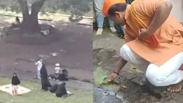മുസ്ലീം സ്ത്രീകൾ നിസ്കരിച്ചസ്ഥലത്ത് ഗോമൂത്രം തളിച്ച് ബിജെപി